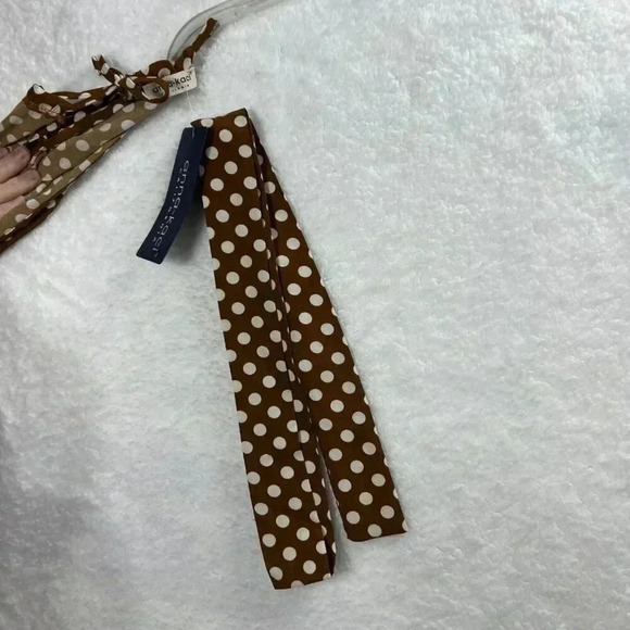 Anna Kaci California1XL Boho Midi Halter Dress Brown Asym polka dot Western NWT - Picture 9 of 16